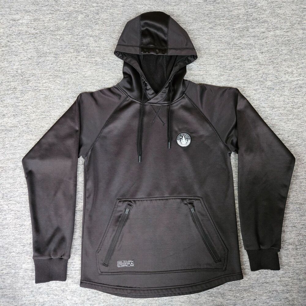 Saga Outerwear Pullover Hoodie Men's Small Softshell Zip Pockets Thumbholes Ski